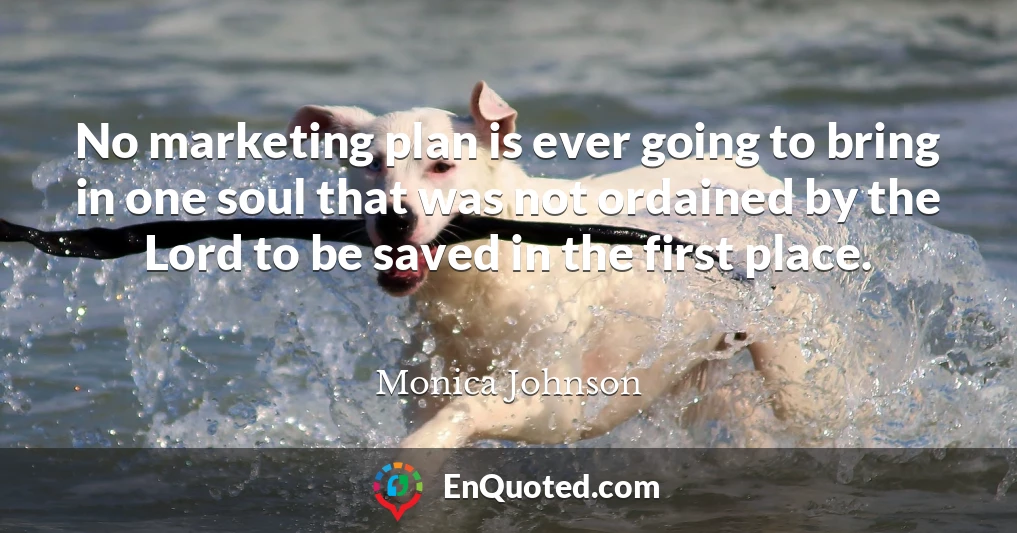 No marketing plan is ever going to bring in one soul that was not ordained by the Lord to be saved in the first place.