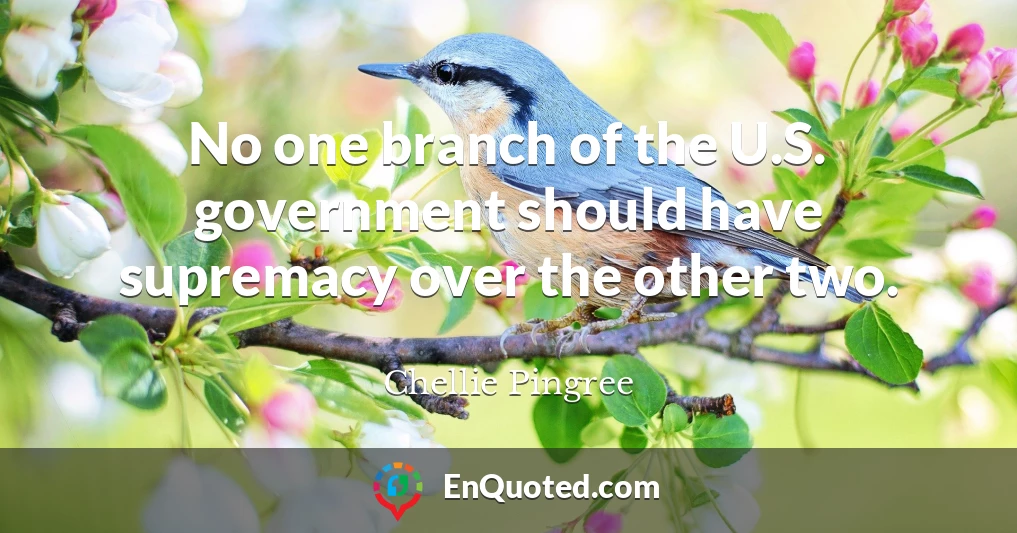 No one branch of the U.S. government should have supremacy over the other two.