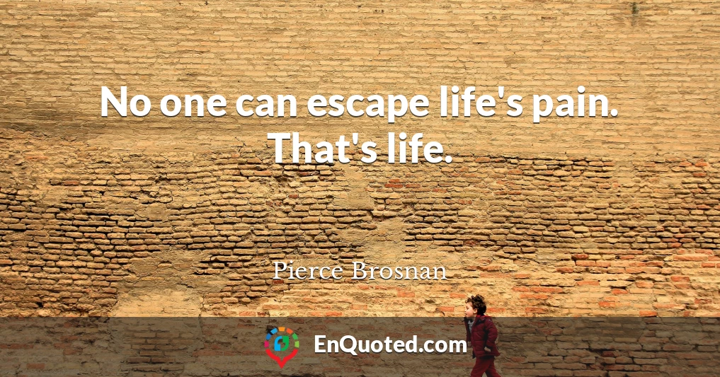 No one can escape life's pain. That's life.