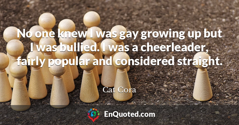 No one knew I was gay growing up but I was bullied. I was a cheerleader, fairly popular and considered straight.