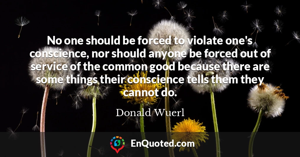 No one should be forced to violate one's conscience, nor should anyone be forced out of service of the common good because there are some things their conscience tells them they cannot do.