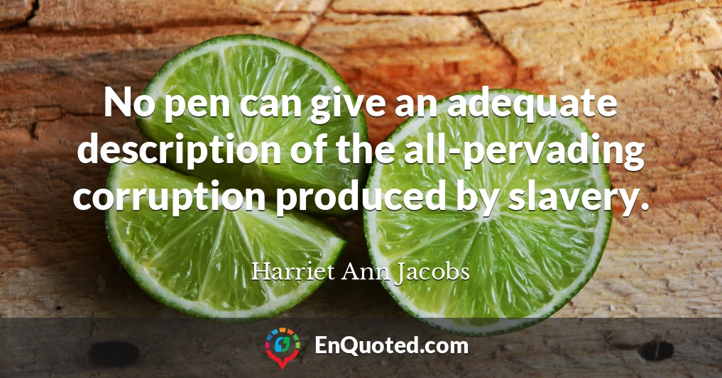 No pen can give an adequate description of the all-pervading corruption produced by slavery.