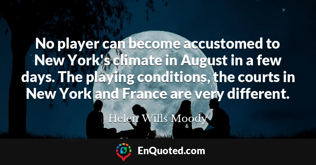 No player can become accustomed to New York's climate in August in a few days. The playing conditions, the courts in New York and France are very different.