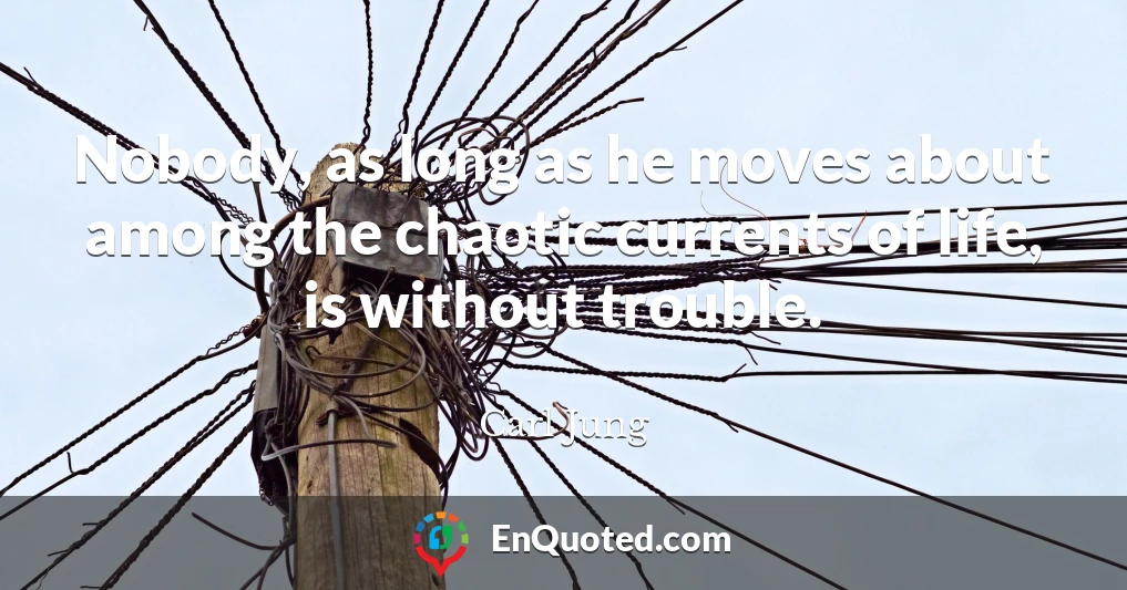 Nobody, as long as he moves about among the chaotic currents of life, is without trouble.