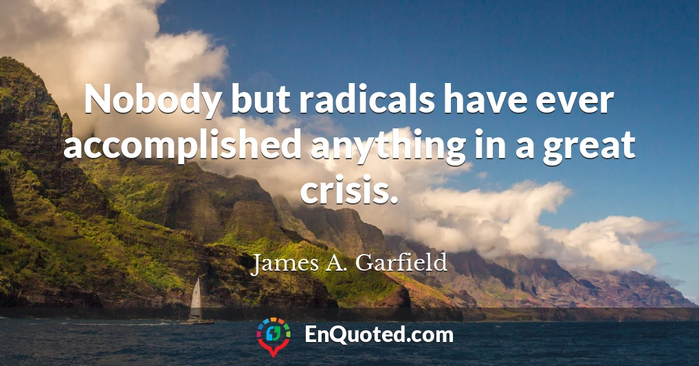 Nobody but radicals have ever accomplished anything in a great crisis.