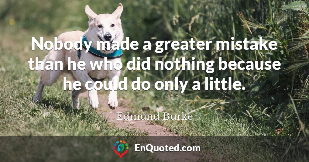Nobody made a greater mistake than he who did nothing because he could do only a little.