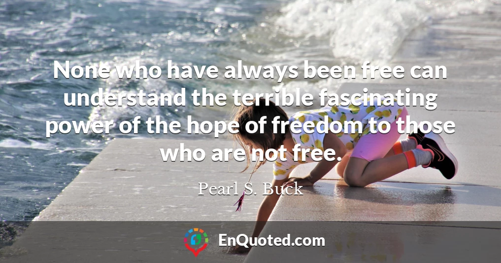 None who have always been free can understand the terrible fascinating power of the hope of freedom to those who are not free.