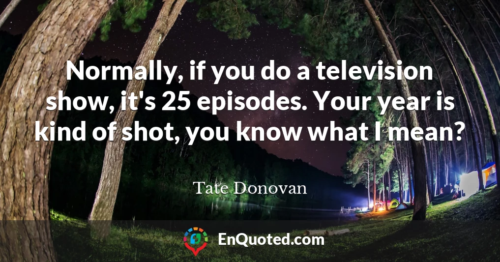 Normally, if you do a television show, it's 25 episodes. Your year is kind of shot, you know what I mean?