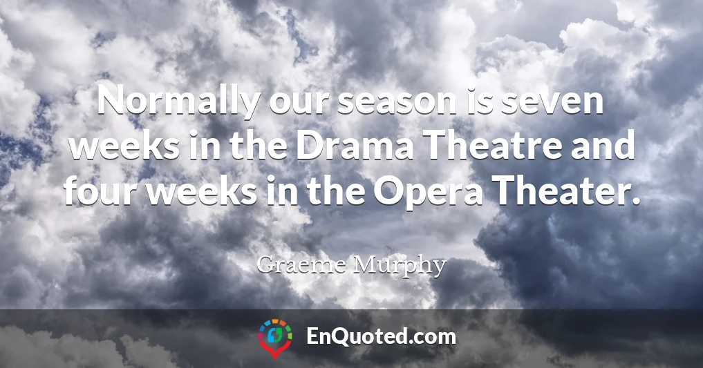 Normally our season is seven weeks in the Drama Theatre and four weeks in the Opera Theater.