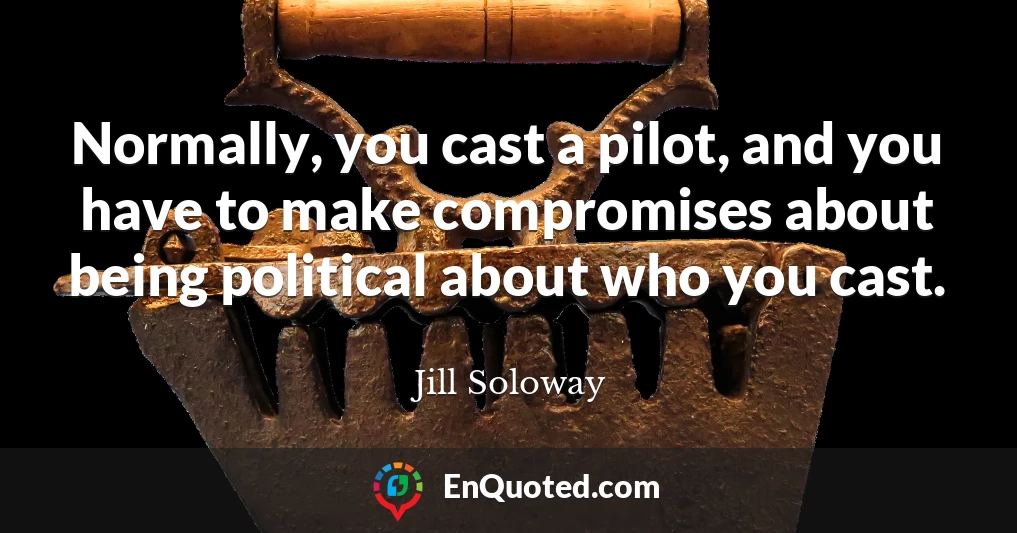 Normally, you cast a pilot, and you have to make compromises about being political about who you cast.