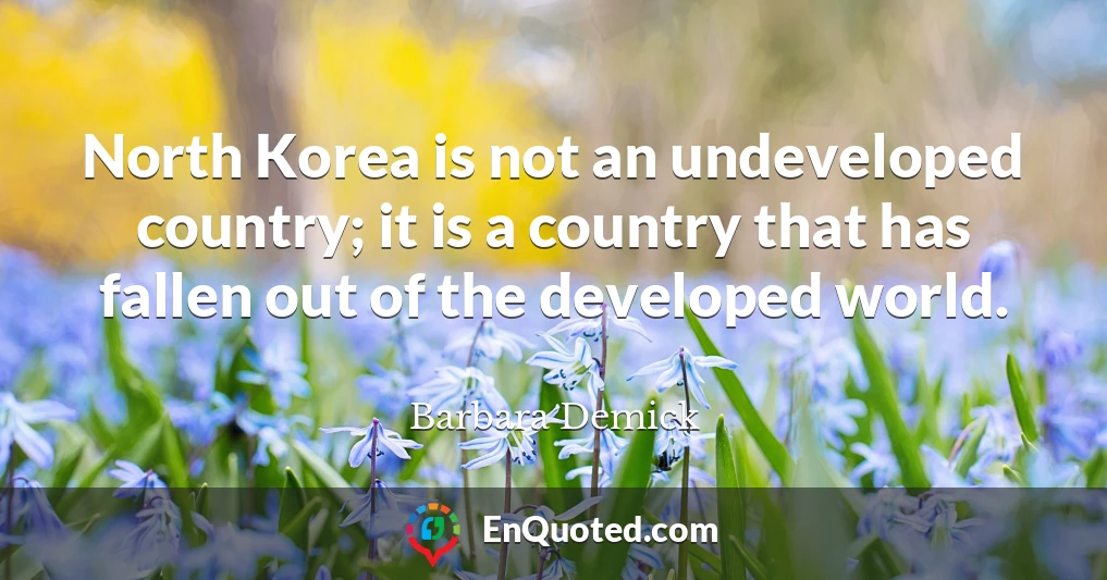 North Korea is not an undeveloped country; it is a country that has fallen out of the developed world.