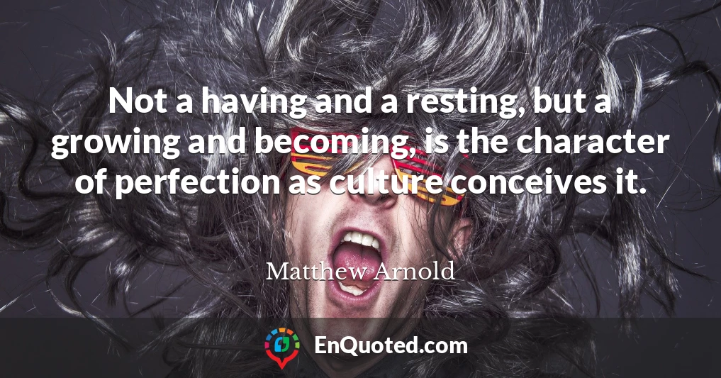 Not a having and a resting, but a growing and becoming, is the character of perfection as culture conceives it.