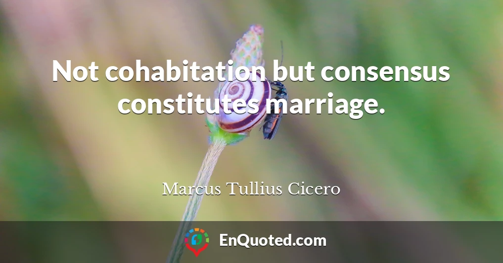 Not cohabitation but consensus constitutes marriage.