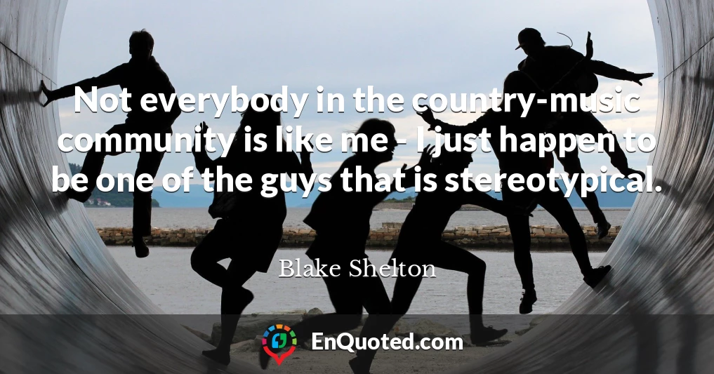 Not everybody in the country-music community is like me - I just happen to be one of the guys that is stereotypical.