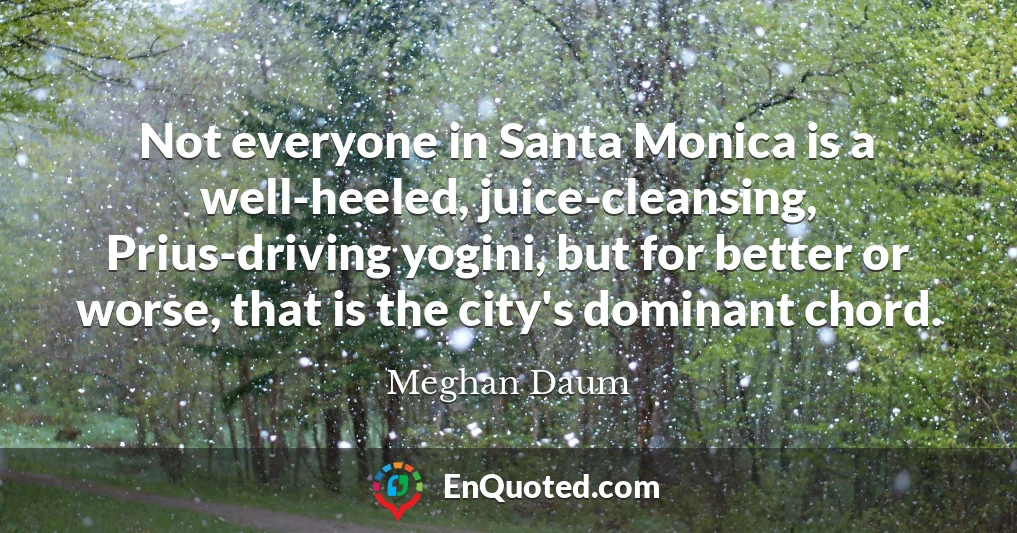 Not everyone in Santa Monica is a well-heeled, juice-cleansing, Prius-driving yogini, but for better or worse, that is the city's dominant chord.