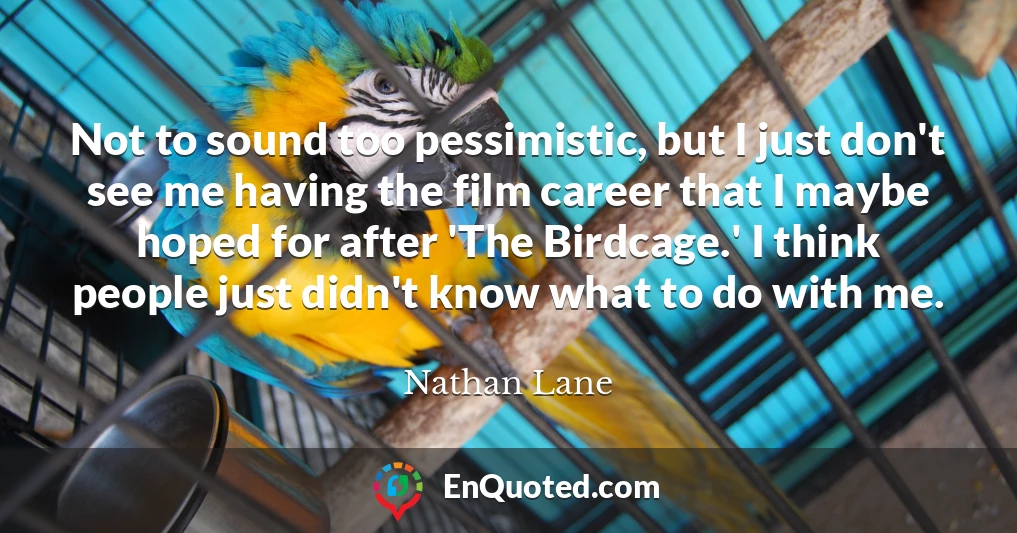 Not to sound too pessimistic, but I just don't see me having the film career that I maybe hoped for after 'The Birdcage.' I think people just didn't know what to do with me.