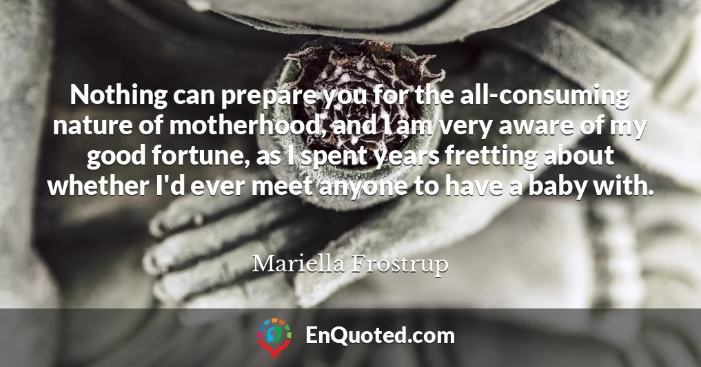 Nothing can prepare you for the all-consuming nature of motherhood, and I am very aware of my good fortune, as I spent years fretting about whether I'd ever meet anyone to have a baby with.