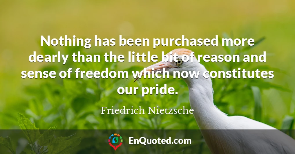 Nothing has been purchased more dearly than the little bit of reason and sense of freedom which now constitutes our pride.