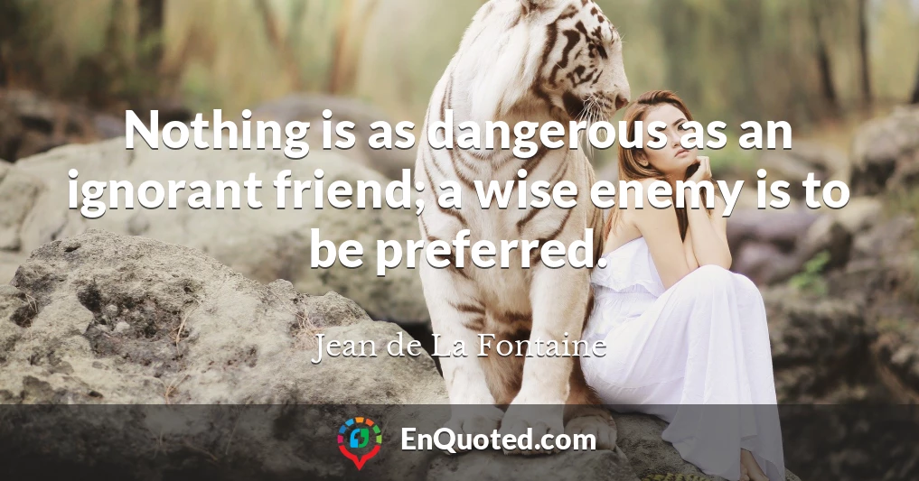 Nothing is as dangerous as an ignorant friend; a wise enemy is to be preferred.