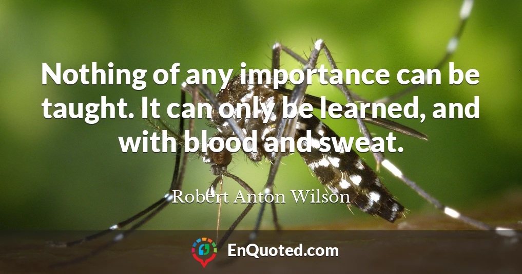 Nothing of any importance can be taught. It can only be learned, and with blood and sweat.