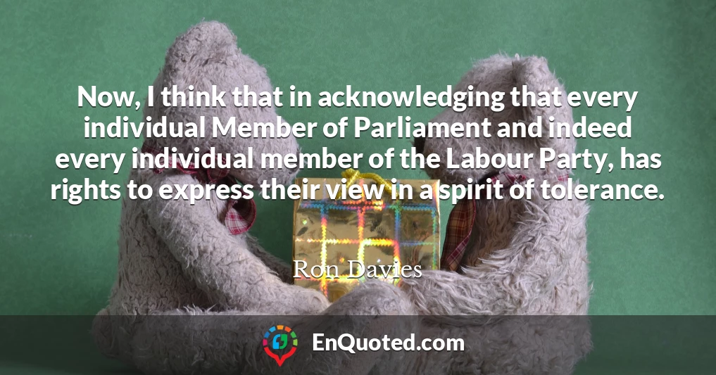 Now, I think that in acknowledging that every individual Member of Parliament and indeed every individual member of the Labour Party, has rights to express their view in a spirit of tolerance.