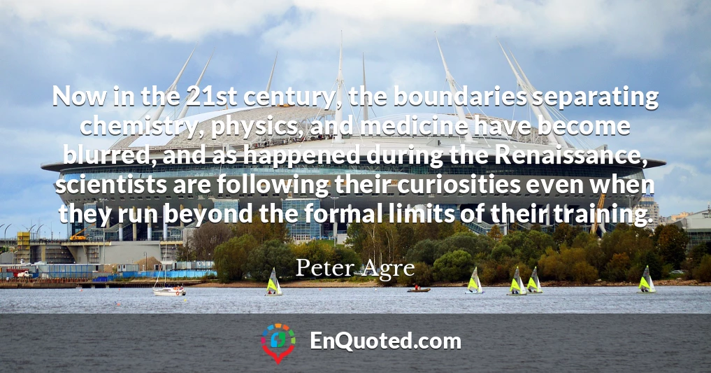 Now in the 21st century, the boundaries separating chemistry, physics, and medicine have become blurred, and as happened during the Renaissance, scientists are following their curiosities even when they run beyond the formal limits of their training.