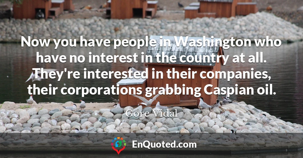 Now you have people in Washington who have no interest in the country at all. They're interested in their companies, their corporations grabbing Caspian oil.