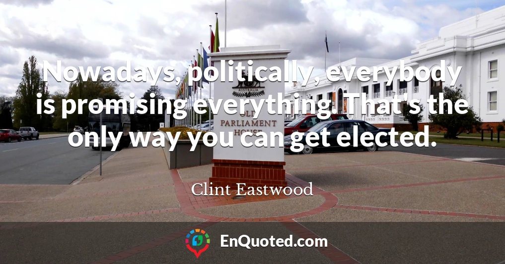 Nowadays, politically, everybody is promising everything. That's the only way you can get elected.