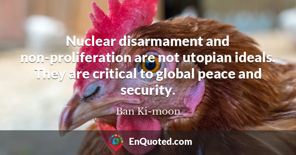 Nuclear disarmament and non-proliferation are not utopian ideals. They are critical to global peace and security.