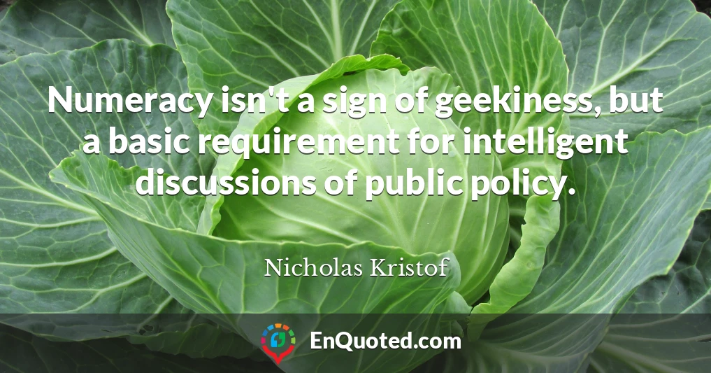 Numeracy isn't a sign of geekiness, but a basic requirement for intelligent discussions of public policy.