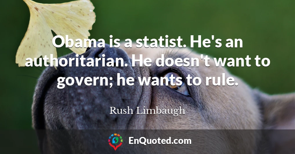 Obama is a statist. He's an authoritarian. He doesn't want to govern; he wants to rule.