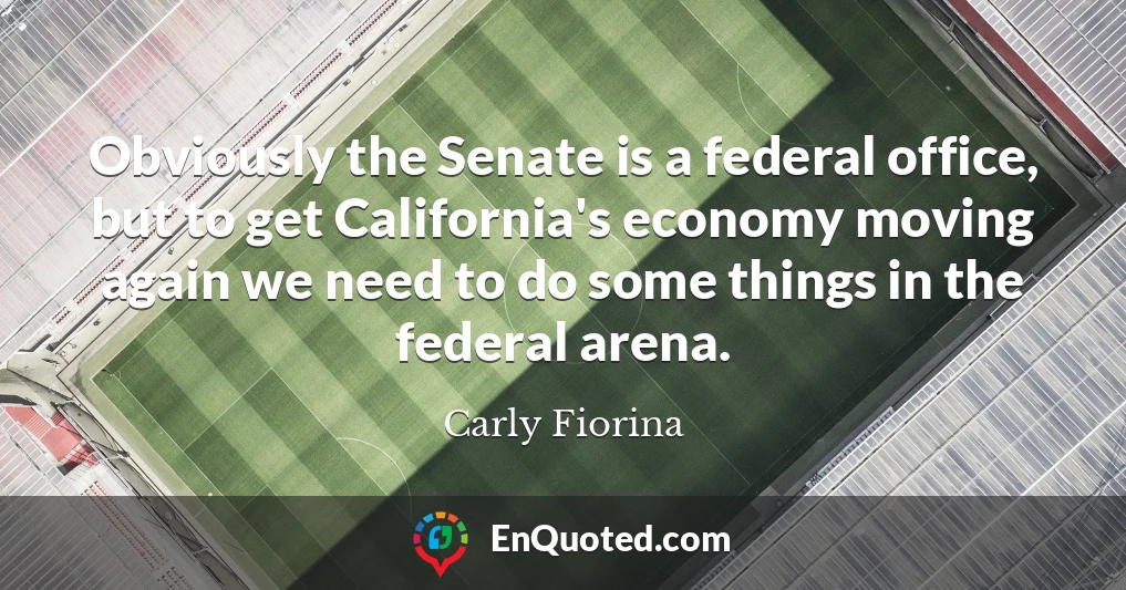 Obviously the Senate is a federal office, but to get California's economy moving again we need to do some things in the federal arena.