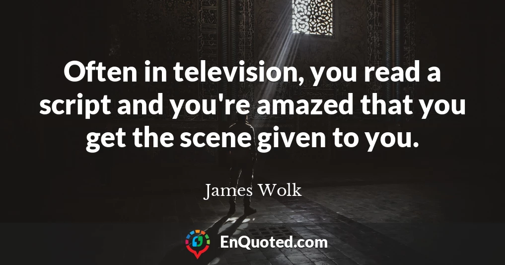 Often in television, you read a script and you're amazed that you get the scene given to you.