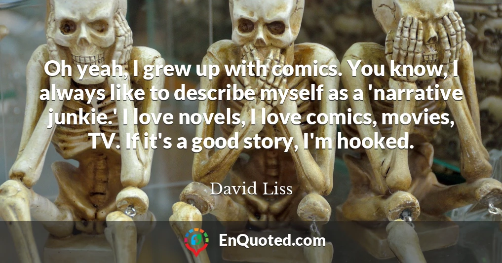 Oh yeah, I grew up with comics. You know, I always like to describe myself as a 'narrative junkie.' I love novels, I love comics, movies, TV. If it's a good story, I'm hooked.