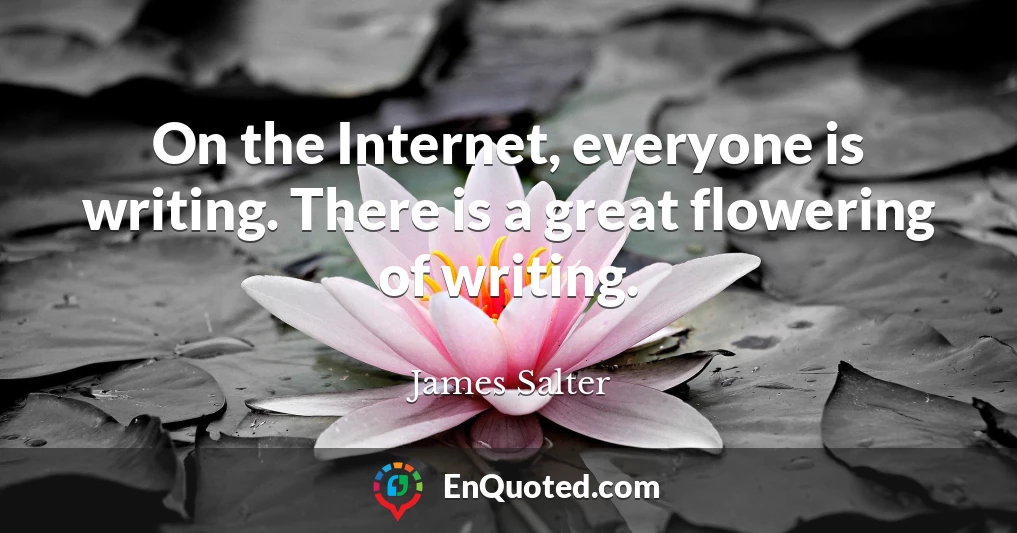 On the Internet, everyone is writing. There is a great flowering of writing.