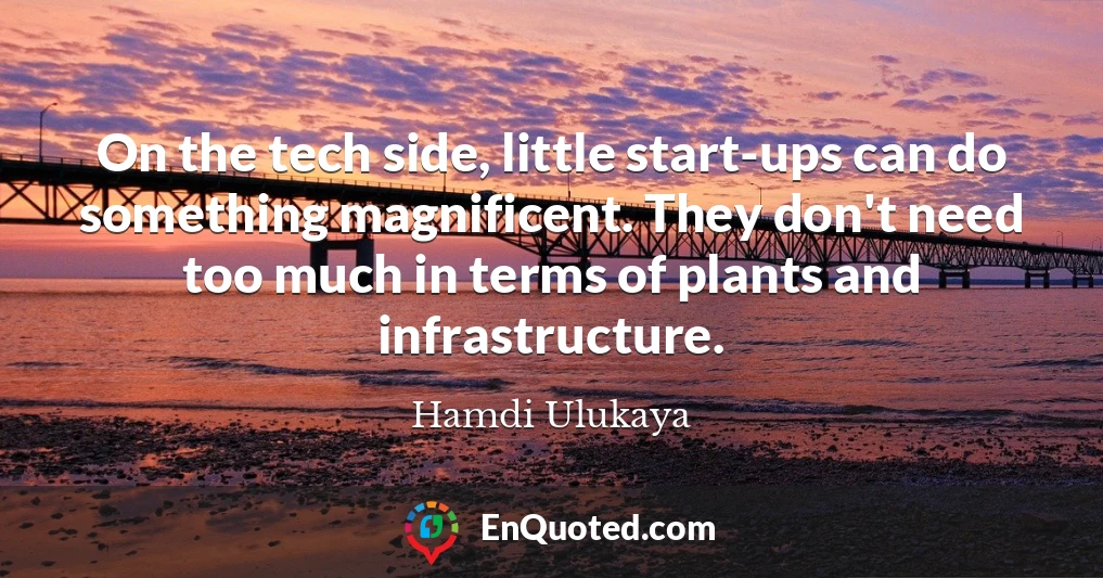 On the tech side, little start-ups can do something magnificent. They don't need too much in terms of plants and infrastructure.
