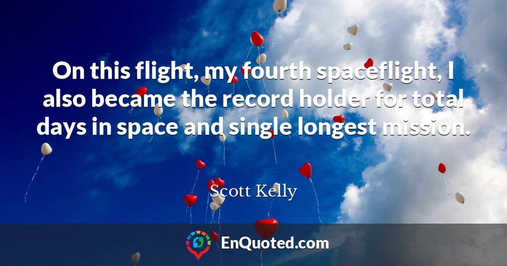 On this flight, my fourth spaceflight, I also became the record holder for total days in space and single longest mission.