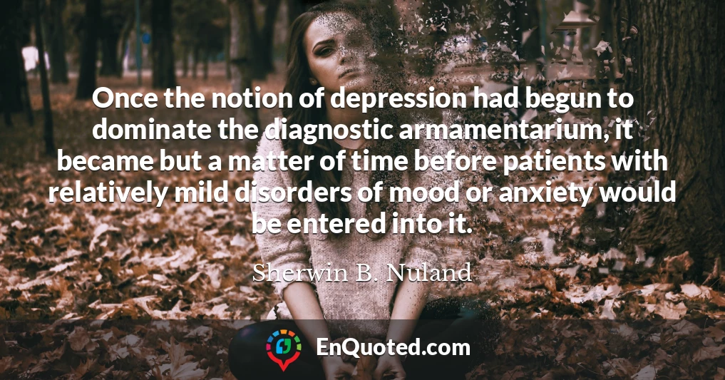 Once the notion of depression had begun to dominate the diagnostic armamentarium, it became but a matter of time before patients with relatively mild disorders of mood or anxiety would be entered into it.