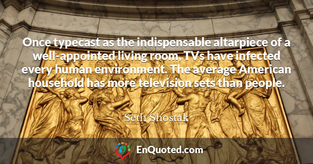 Once typecast as the indispensable altarpiece of a well-appointed living room, TVs have infected every human environment. The average American household has more television sets than people.