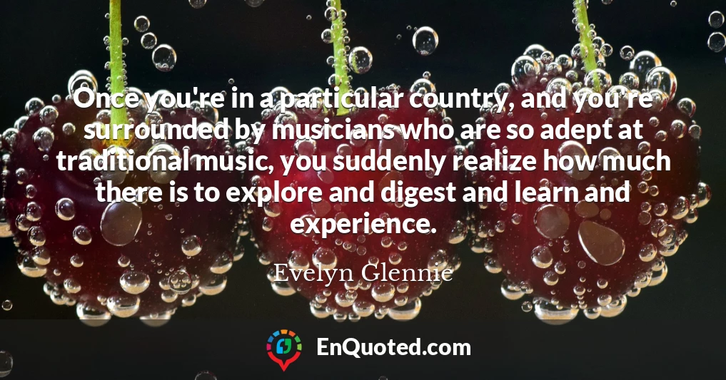 Once you're in a particular country, and you're surrounded by musicians who are so adept at traditional music, you suddenly realize how much there is to explore and digest and learn and experience.