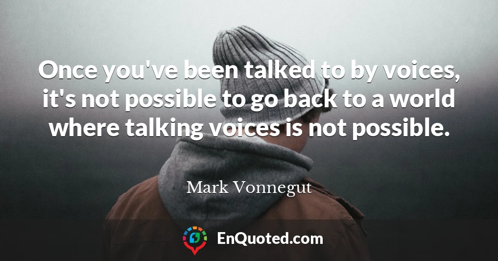 Once you've been talked to by voices, it's not possible to go back to a world where talking voices is not possible.