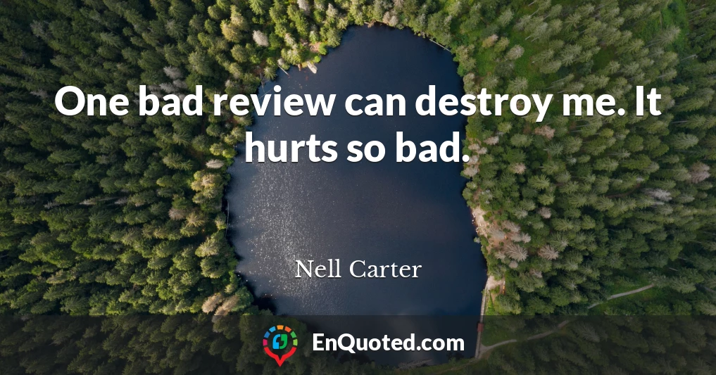 One bad review can destroy me. It hurts so bad.