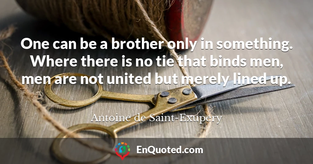 One can be a brother only in something. Where there is no tie that binds men, men are not united but merely lined up.