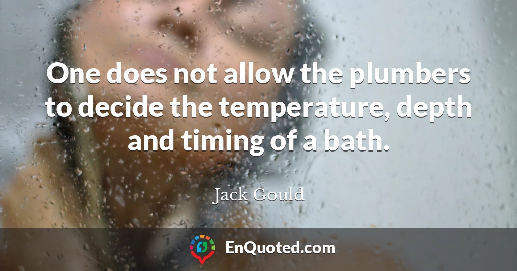 One does not allow the plumbers to decide the temperature, depth and timing of a bath.