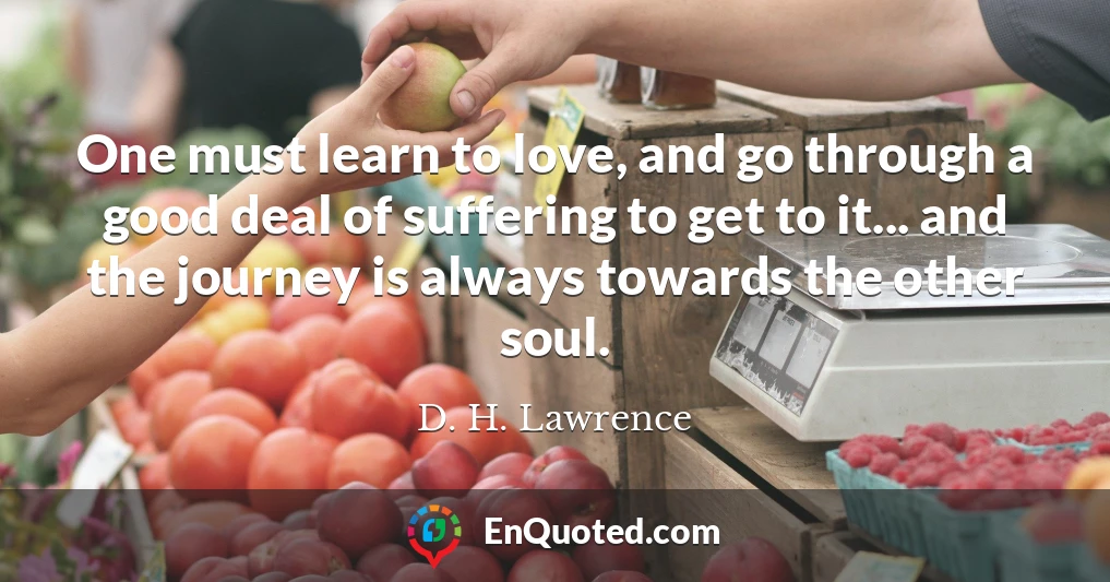 One must learn to love, and go through a good deal of suffering to get to it... and the journey is always towards the other soul.