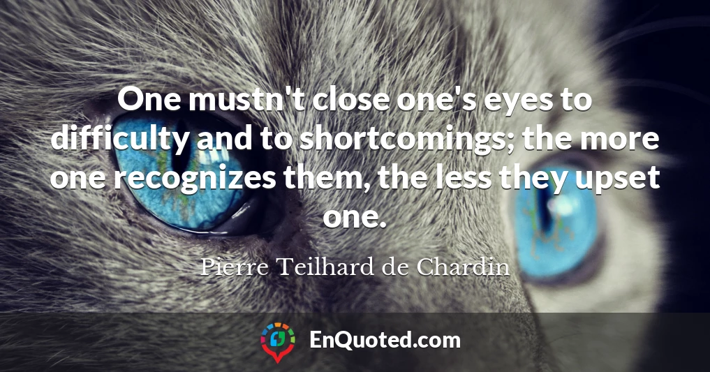 One mustn't close one's eyes to difficulty and to shortcomings; the more one recognizes them, the less they upset one.