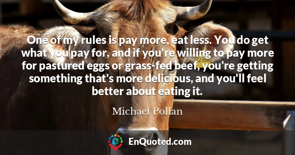 One of my rules is pay more, eat less. You do get what you pay for, and if you're willing to pay more for pastured eggs or grass-fed beef, you're getting something that's more delicious, and you'll feel better about eating it.