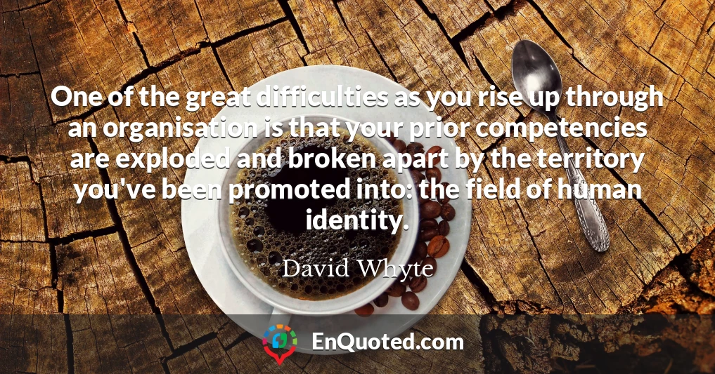 One of the great difficulties as you rise up through an organisation is that your prior competencies are exploded and broken apart by the territory you've been promoted into: the field of human identity.