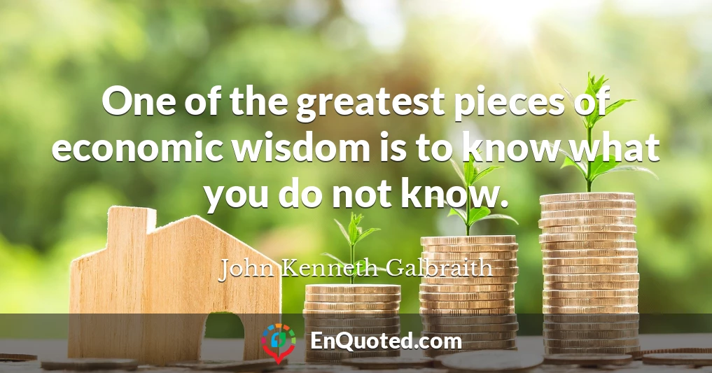 One of the greatest pieces of economic wisdom is to know what you do not know.