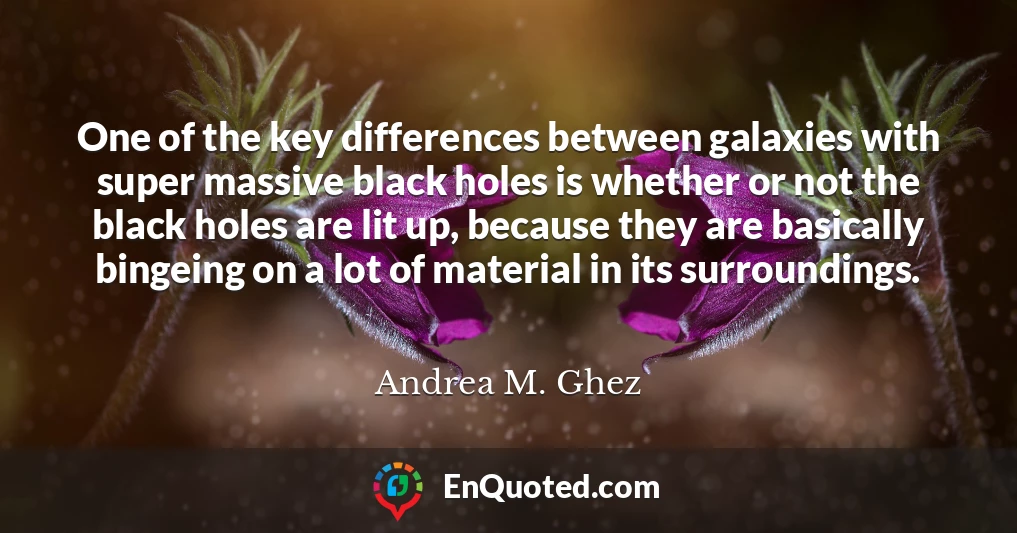 One of the key differences between galaxies with super massive black holes is whether or not the black holes are lit up, because they are basically bingeing on a lot of material in its surroundings.